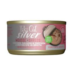 Tiki Cat Silver Shreds Mousse Chicken, Salmon & Liver 2.4 Oz