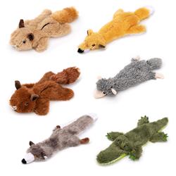 Crinkle Flat Dog Toy with Squeaker