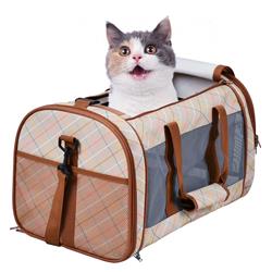 GOOPAWS Soft-Sided Travel Small Dog & Cat Carrier Bag, Orange Diamond Print