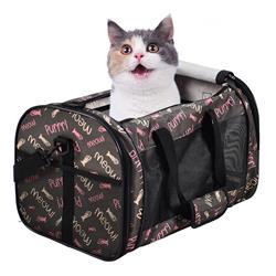 GOOPAWS Soft-Sided Travel Small Dog & Cat Carrier Bag, Coffee Fish Print, 19''