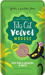 Tiki Pets Cat Velvet Mousse Tuna and Mackerel in Broth 2.8oz. (Case of 12)