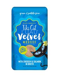 Tiki Pets Cat Velvet Mousse Chicken and Salmon in Broth 2.8oz. (Case of 12)