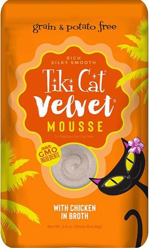 Tiki Pets Cat Velvet Mousse Chicken in Broth 2.8oz. (Case of 12)