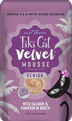 Tiki Pets Cat Velvet Senior Mousse with Salmon and Pumpkin in Broth 2.4oz. (Case of 12)