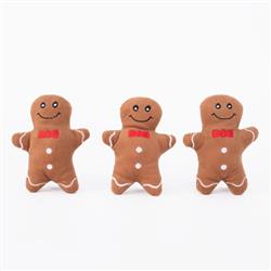 ZippyPaws ZippyPaws Miniz Gingerbread Men Plush Dog Toy 3pk