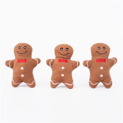 ZippyPaws ZippyPaws Miniz Gingerbread Men Plush Dog Toy 3pk