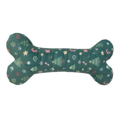 ZippyPaws ZippyPaws Holiday Jigglerz Green Patterned Bone Plush Dog Toy