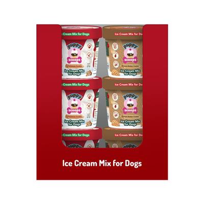 Puppy Cake Tear off Display Case of 12 Assorted Christmas Puppy Scoops Ice Cream Mixes 2.32oz
