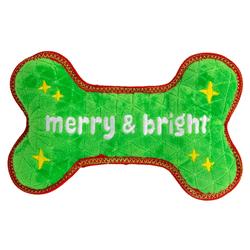 Outward Hound Xtreme Seamz Holiday Bone Dog Toy Green Medium