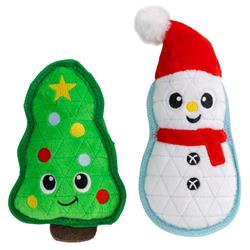 Outward Hound Xtreme Seamz Snowman & Tree Dog Toy Small 2pk