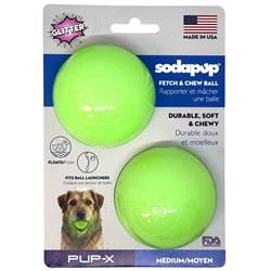 Green Glitter Ball 2-Pack Dog Toy | Soft PUP-X Rubber Floating Fetch Ball with Treat Dispenser | USA Made