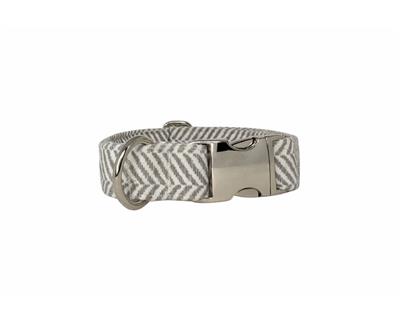 Designer Buckle Collar and Leash - Taupe Herringbone