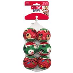 KONG Holiday SqueakAirs Dog Toy Balls 1ea/MD, 6 pk