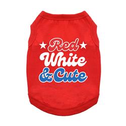 Red White and Cute Dog Shirt - Flame Scarlet Red