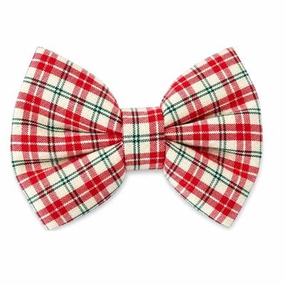 RED HOLIDAY LINEN PLAID - DAPPER DEXTER DOG BOW TIE