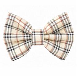 TAN PLAID -  DAPPER DEXTER DOG BOW TIE