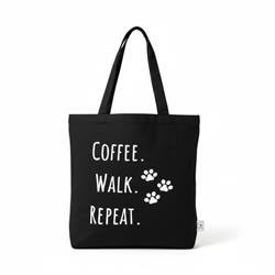 Coffee Walk Repeat Tote Bag - Black