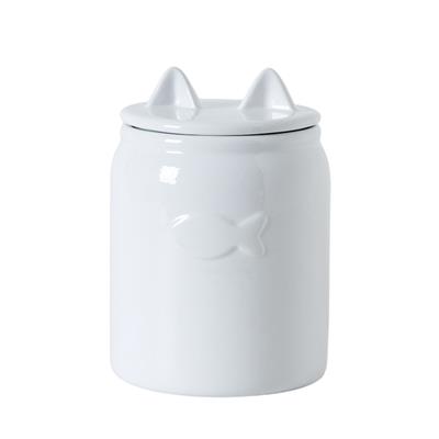 Felix Ceramic Cat Treat Jar - White