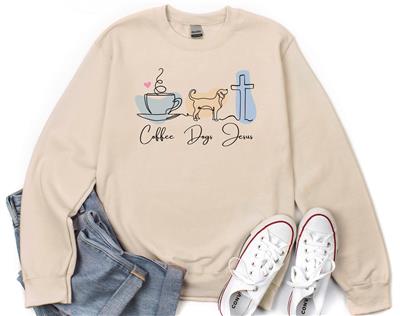 Sweatshirt | Crewneck | People Shirt | Coffee Dogs Jesus DTF | Faith
