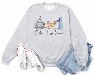 Sweatshirt | Crewneck | People Shirt | Coffee Dogs Jesus DTF | Faith
