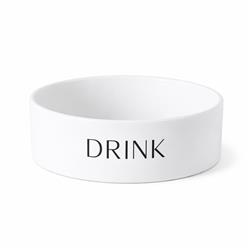 Script Drink Ceramic Pet Bowl - White