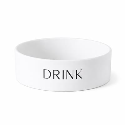 Script Drink Ceramic Pet Bowl - White