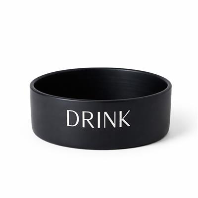 Script Drink Ceramic Pet Bowl - Black