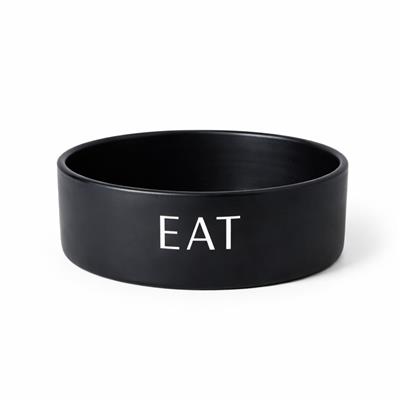 Script Eat Ceramic Pet Bowl - Black