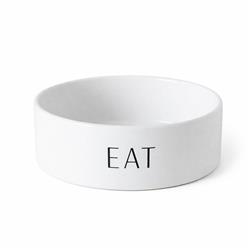 Script Eat Ceramic Pet Bowl - White
