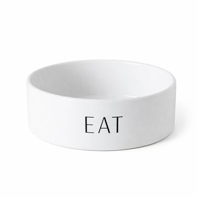 Script Eat Ceramic Pet Bowl - White