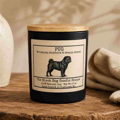 Black Pug Dog Breed Candle