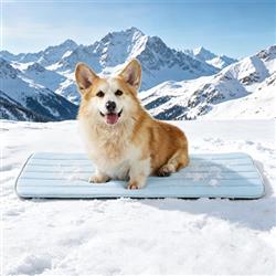 GOOPAWS Dog Cooling Mat, 35" x 23" Non-Slip Self-Cooling Summer Pet Mat for Indoor Outdoor Kennel Floor Use, Blue