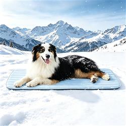 GOOPAWS Dog Cooling Mat, 41" x 27" Non-Slip Self-Cooling Summer Pet Mat for Indoor Outdoor Kennel Floor Use, Blue