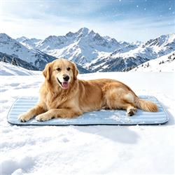 GOOPAWS Dog Cooling Mat, 47" x 29" Non-Slip Self-Cooling Summer Pet Mat for Indoor Outdoor Kennel Floor Use, Blue