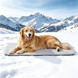 GOOPAWS Dog Cooling Mat, 47" x 29" Non-Slip Self-Cooling Summer Pet Mat for Indoor Outdoor Kennel Floor Use, Grey