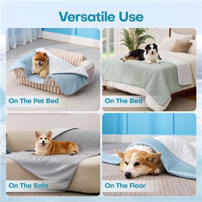 GOOPAWS All Season Reversible Cooling Dog Blanket, Blue, 40x60"
