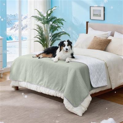 GOOPAWS All Season Reversible Cooling Dog Blanket, Green, 60x80"