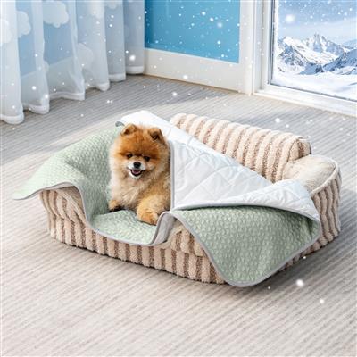 GOOPAWS All Season Reversible Cooling Dog Blanket, Green, 29x40"