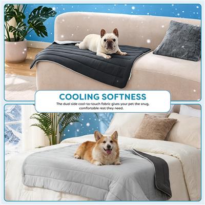 GOOPAWS Reversible Cooling Dog Blanket, Grey, 40x60"