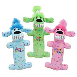 Multipet Birthday Loofa w/ Sprinkles Plush Dog Toy 6" Assorted