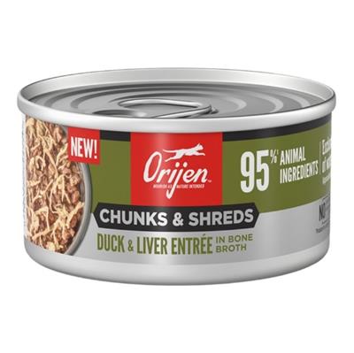 Orijen Cat Grain Free Chunks And Shreds Duck & Liver 3oz. (Case of 24)