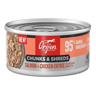Orijen Cat Grain Free Chunks And Shreds Salmon & Chicken 3oz. (Case of 24)
