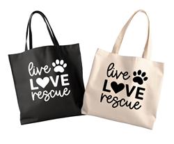 Tote Bag | Canvas Tote | lightweight 6 oz Canvas |  LIVE LOVE RESCUE