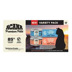Acana Cat Grain Free Premium Pate Variety - (Case of 12) Salmon & Chicken Recipe (6) + Tuna & Chicken Recipe (6) 3oz.