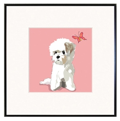 Framed Print: Maltese with Butterfly