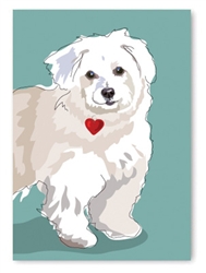 Blank Inside: White Dog with Heart Collar