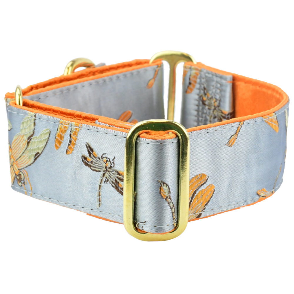 Dragonflies Silk Brocade Dog Collar