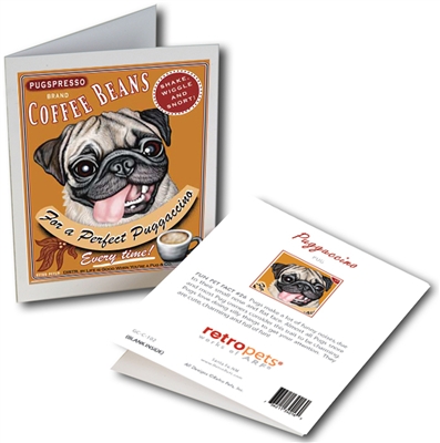 Pug/Fawn - Puggaccino GREETING CARD