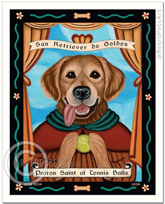 San Retriever de Golden (Golden Retriever) Patron Saint of Tennis Balls