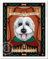 San Sheepdog de Old English (Old English Sheepdog) Patron Saint of Clowns